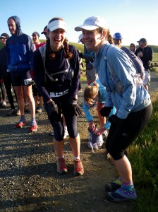 Jennifer Ray and me chilled at the start. The thermometer said 42 but the wind chill made it feel freezing.