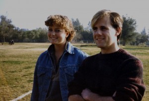 This is me with Morgan in the fall of 1984, standing on the field next to the Thacher track, when I was 15 and he had just turned 18. That was the year I developed chipmunk cheeks and he dyed part of his hair blond.