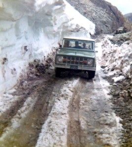 This picture of our family Jeep on Imogene was taken around 1970, when I would have been a baby. My siblings are in the truck cab; I'm not sure if I was there, too, but if I was then it may have been my first time over Imogene.