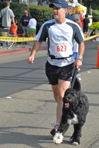 Morgan and Teddy finish the 5K. (This photo is much better than any taken of me running that day!)