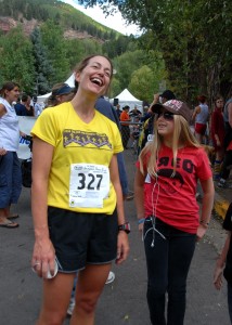 Hanging out with Colly at the finish line. Which one of us looks goofier?