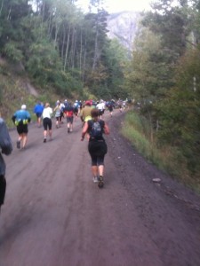 Rick's photo of the first stretch toward the five-mile Camp Bird aid station. The race begins gradually, on smooth and easy terrain, but changes dramatically after five miles.