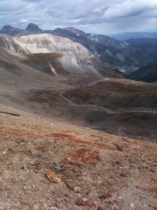 This was taken near or at the summit (around Mile 10) and shows the trail winding upward.