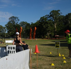 Kyle and I run out of the transition area to start the 3K.